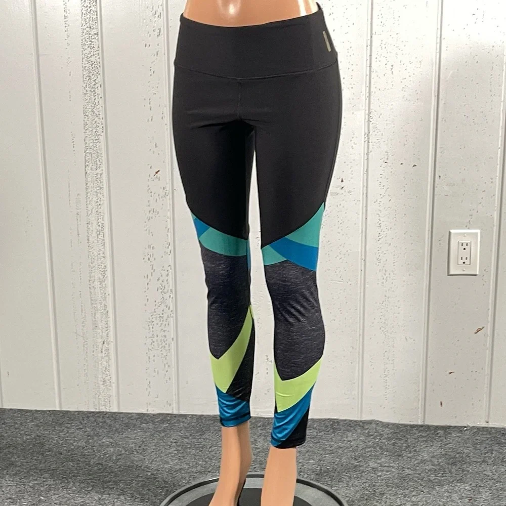 *RBX Women's  Black Stripe Leggings Sz L